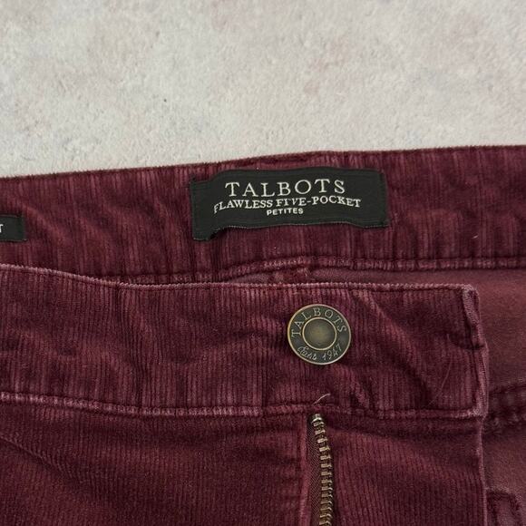 Talbots Corduroy Pants Women's Size 16P Petite Flawless 5 Pocket Straight Maroon - Picture 3 of 9